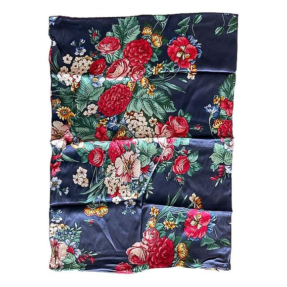 Johnny Was Decklyn Pillow Case Silk Flower Zipper Navy Blue Pink Home 2 pc NEW - Picture 4 of 11